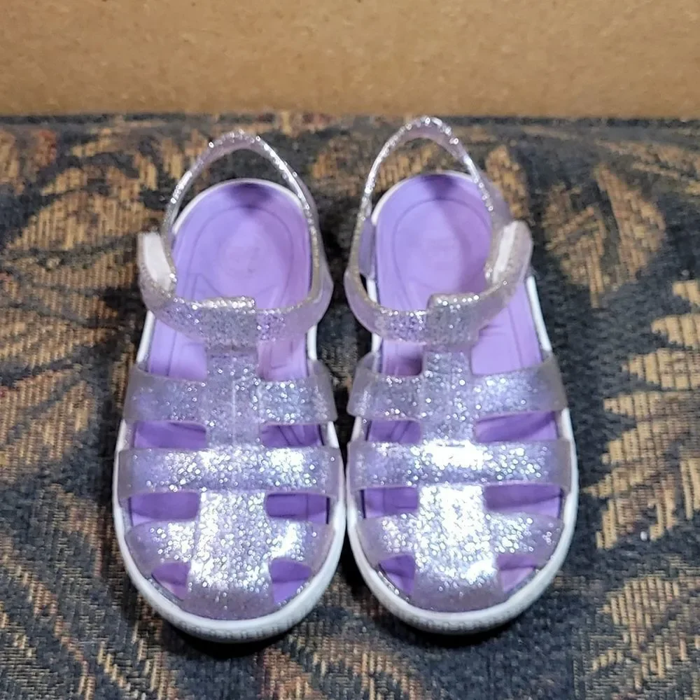 Wonder Nation Girls Purple Glitter Jelly Sandals  Size 9